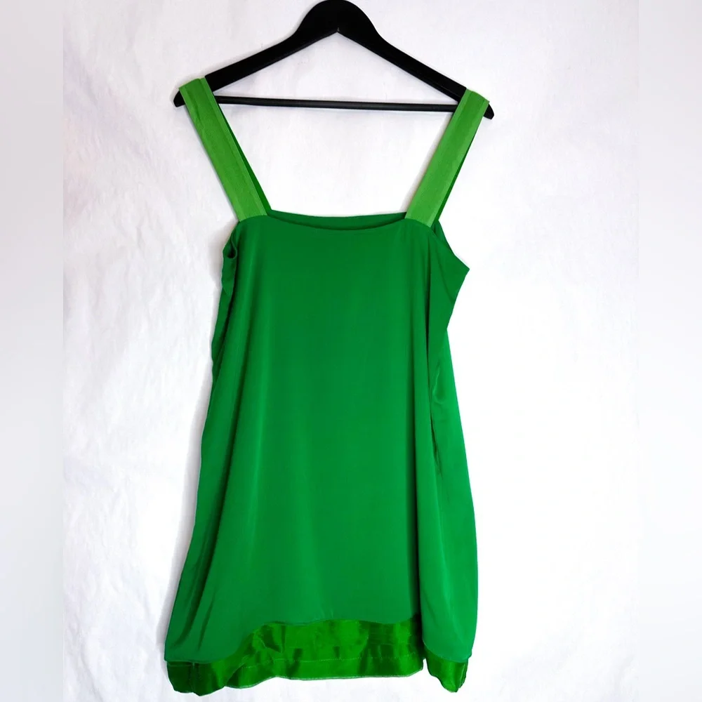 Alice + Olivia Green Tank Silk Mini Dress / Top Size Medium | Vintage Y2K - Picture 5 of 12